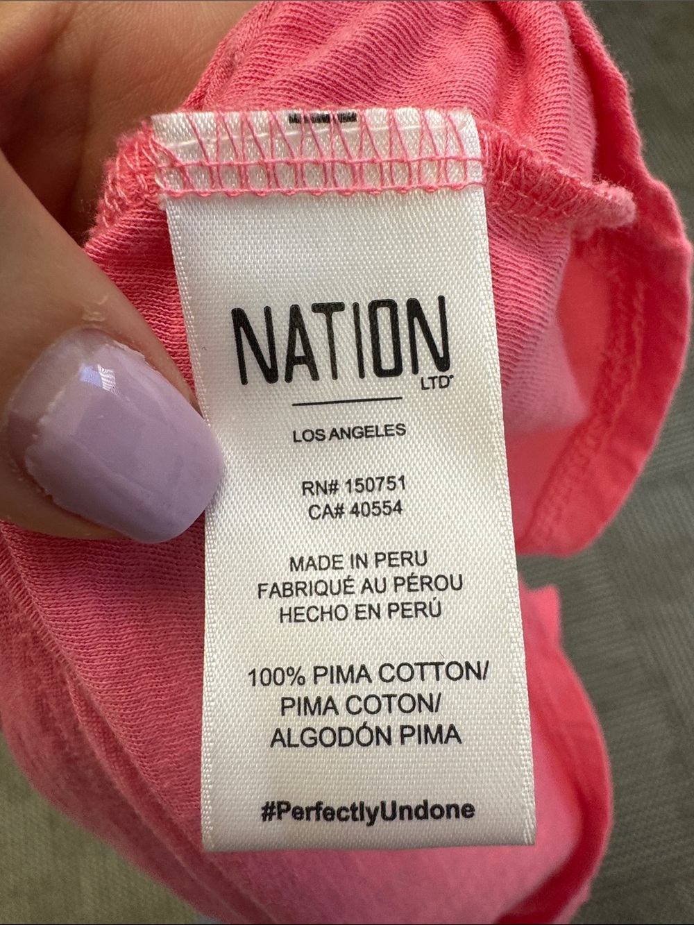 Nation LTD Lorna Pima Cotton Tee in Party Pink, size S - Picture 5 of 6